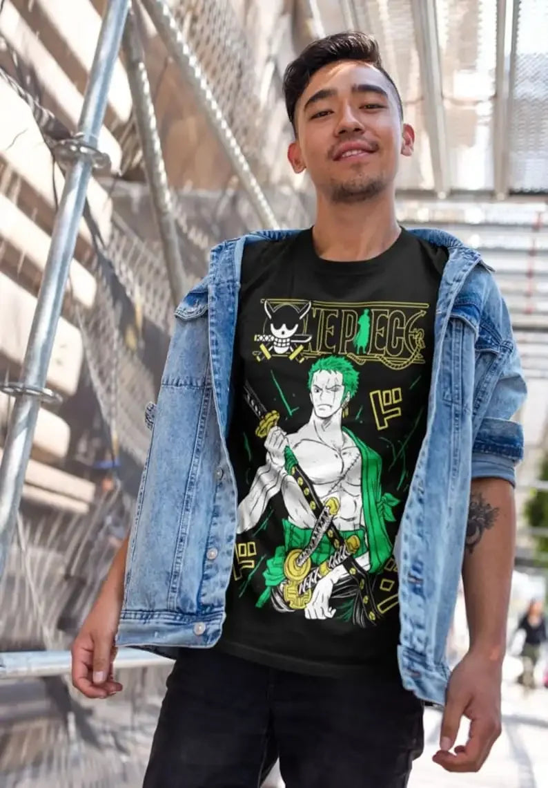 This vintage tee features the iconic character Zoro from One Piece, perfect for fans. If you are looking for more One Piece Merch, We have it all! | Check out all our Anime Merch now!