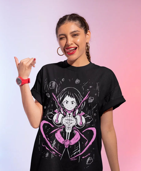 Here at Everythinganimee we have only the best anime merch! Free Global Shipping.
Unleash the power of the My Hero Academia with this kawaii Ochaco Uraraka tee. Featuring a bold and intense design.