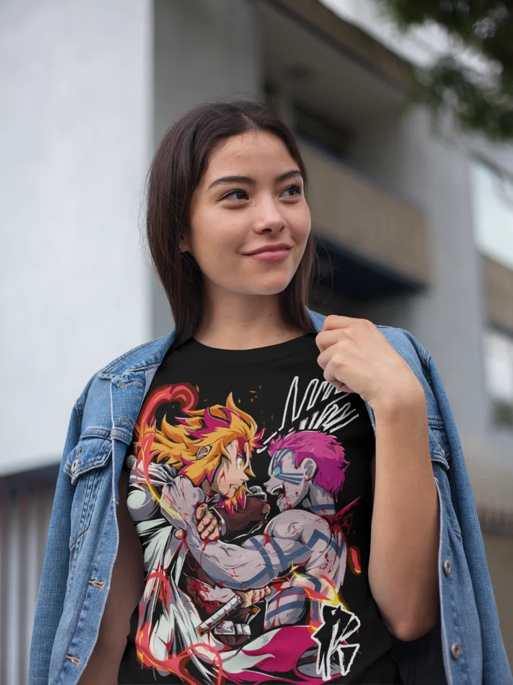 This tee captures the intense battle between Akaza & Kyojuro, making it a must-have for fans. If you are looking for more Demon Slayer Merch, We have it all! | Check out all our Anime Merch now!