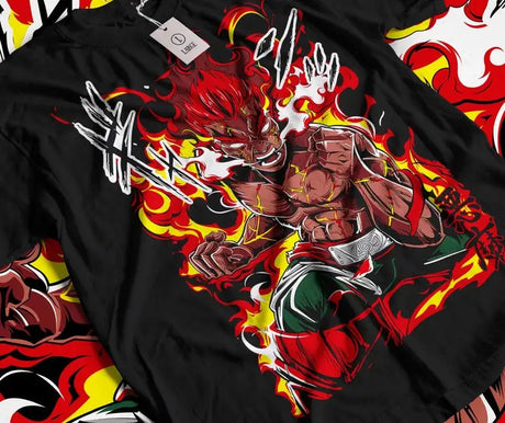 Here at Everythinganimee we only have the best shirts in the world! Unleash the fiery spirit of Might Guy with this explosive tee that captures his powerful aura and iconic fighting stance. The vibrant red and orange flames surround the legendary Leaf Village taijutsu master, 