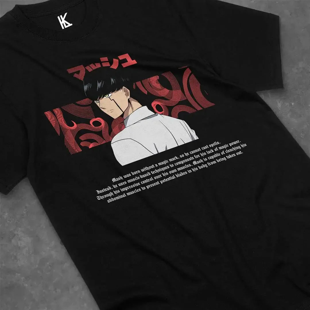 Here at Everythinganimee we have the best anime shirts in the world.
Show your appreciation for raw strength and determination with this Mash Muscle Power Tee, inspired by the protagonist of Magic and Muscles. Featuring Mash in his resolute stance.