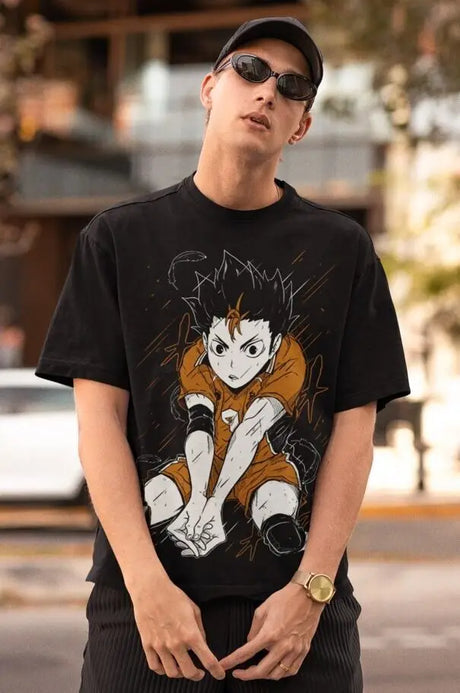 This tee captures the magic of Yu Nishinoya. If you're looking for more Haikyuu merch, we have it all! Check out our anime merch now—free shipping!