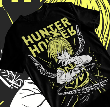 Here at Everythinganimee we have only the best anime merch! Free Global Shipping.
Unleash the power of Kurapika with this dynamic Hunter X Hunter T-Shirt. Featuring Kurapika’s iconic chain-wielding Nen ability