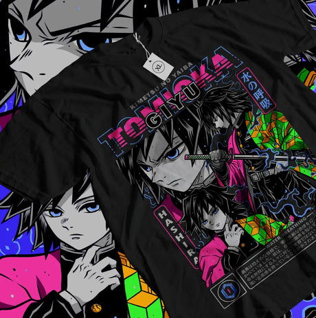 Immerse yourself in this striking Giyu Tomioka Tee, perfect for anime fans. Looking for more Demon Slayer merch? Explore our full collection of anime merch now!