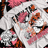 Here at Everythinganimee we have the best anime shirts in the world.
Unleash the power of Fairy Tail with this bold Natsu Dragneel tee, featuring dynamic artwork of the fiery Dragon Slayer himself.