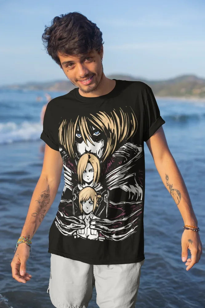 This tee captures the magic of Annie. If you're looking for more Attack On Titan merch, we have it all! Check out our anime merch now—free shipping!