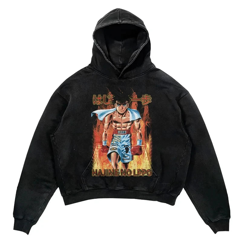 Sport this hoodie's striking graphics that pay tribute to 'Hajime no Ippo's' resilient essence. If you are looking for more Hajime no Ippo Merch, We have it all! | Check out all our Anime Merch now!