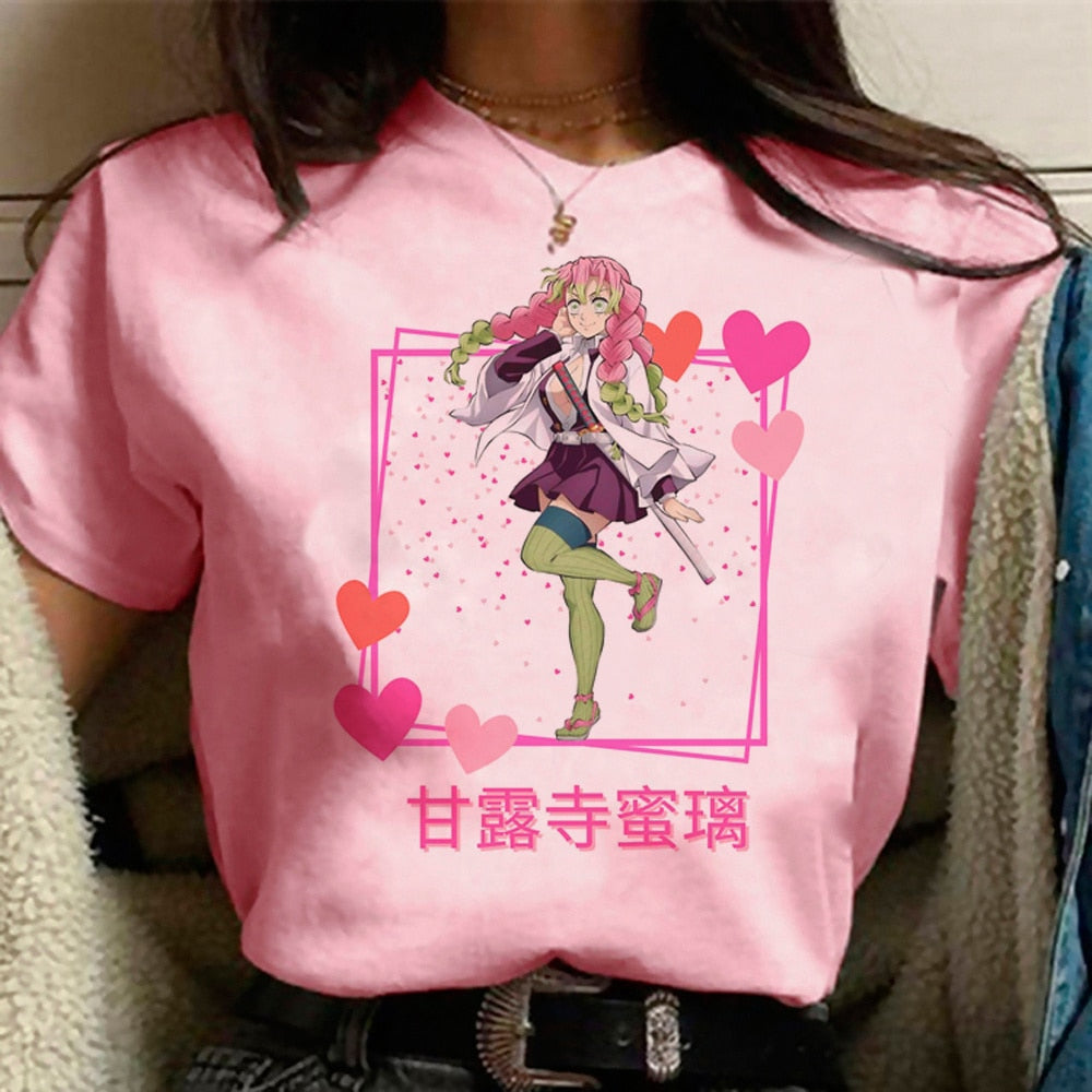 Upgrade your whole fit with our amazing Mitsuri Kanroji Cotton Tee | Here at Everythinganimee we have the worlds best anime merch | Free Global Shipping