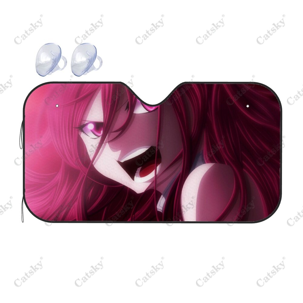 Erza Scarlet Anime Fairy Tail Car Sun Visor Folding Sun Protection UV Sun Shade Gift Fits Most Car Sun Shades, everythinganimee