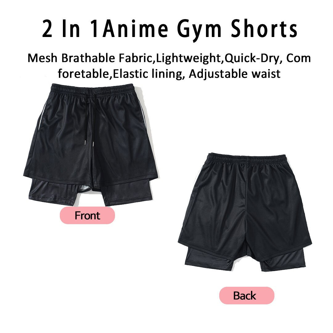 Anime Berserk Quick Dry Performance Shorts Men 3D Printed Gym 2 In