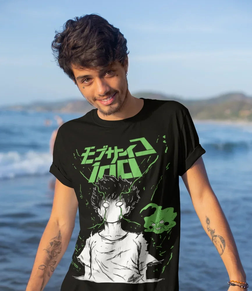 Here at Everythinganimee we have only the best anime merch! Free Global Shipping.
Unleash the power of the Mob Psycho 100 with this amazing tee. Featuring a bold and intense design.