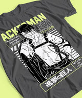 Here at Everythinganimee we have the best anime shirts in the world. 
Stand tall with humanity’s strongest soldier by your side in the Levi Ackerman Soldier Tee from Attack on Titan. 