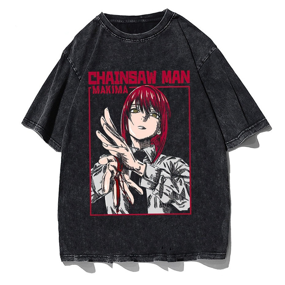 Vintage Washed Tshirts chainsaw man Anime T Shirt Harajuku Oversize Tee Cotton fashion Streetwear unisex top Everythinganimee, anime merch, anime gear, anime, anime stuff, buy anime, Manga Otaku Cosplay Japan Animation Shonen Shoujo Seinen Shojo Mecha Fandom Subtitle Dubbed Fanart MyAnimeList MangaStream Studio Ghibli