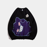 Kawaii Anime Pokemon Pikachu Gengar Printed Knitted Sweater Plus Size Women Winter Korean Casual Pullover Oversize Couple Outfit, everythinganimee