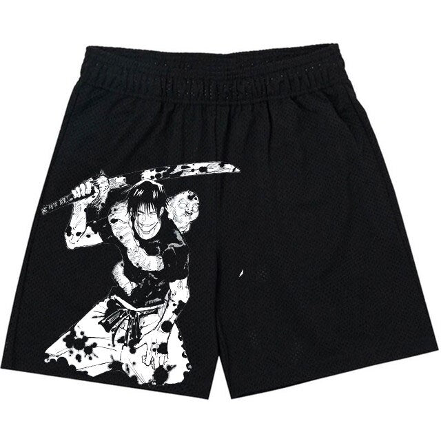 Anime Gym Shorts Men Women Jujutsu Kaisen Toji Printed Casual Sports Shorts Workout Running Mesh Quick-Drying Short Pants, everythinganimee