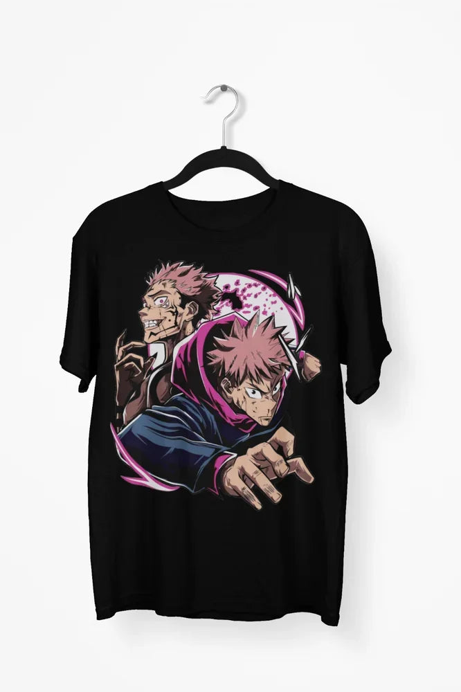 Immerse yourself with this striking tee featuring the unyielding Sukuna & Yuji tee. If you are looking for more Jujutsu Kaisen Merch, We have it all! | Check out all our Anime Merch now!