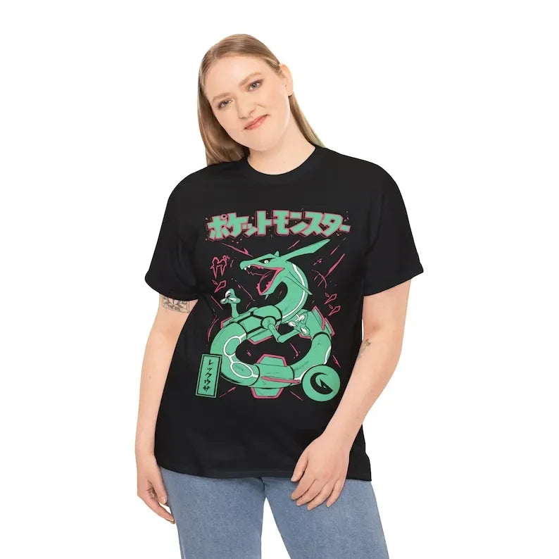 Immerse yourself in this striking Rayquaza Tee, perfect for anime fans. Looking for more Pokemon merch? Explore our full collection of anime merch now!