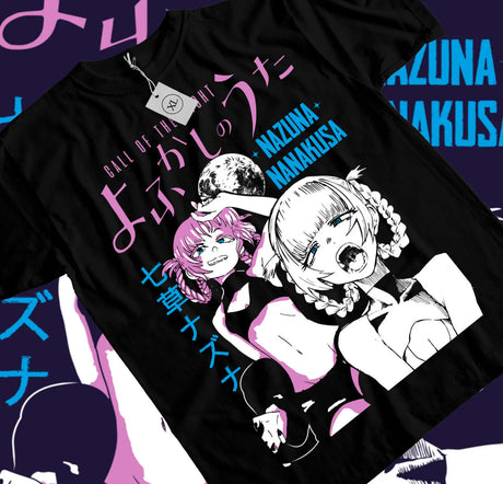 Here at Everythinganimee we have the best anime shirts in the world. Step into the alluring night with this vibrant Nazuna Nanakusa tee from Call of the Night.