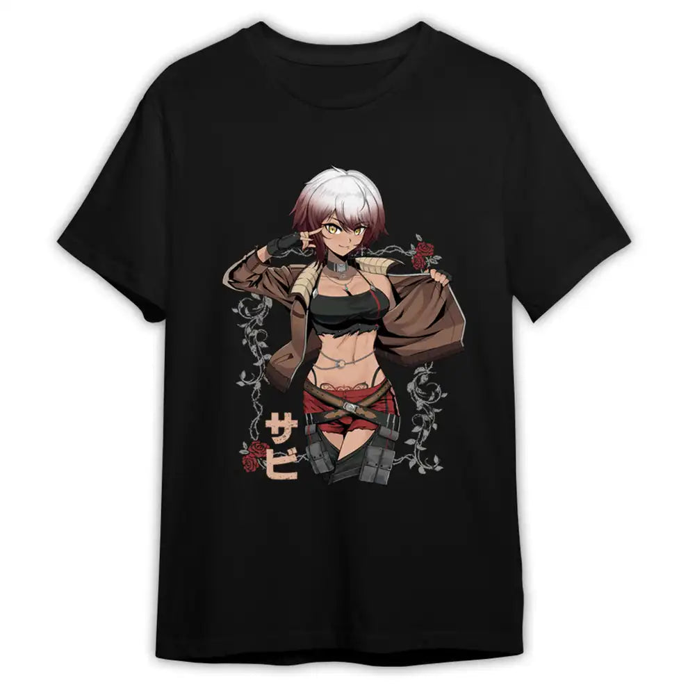 Here at Everythinganimee we have the best anime shirts in the world.
Show off your daring style with the Savi Roses Rebel tee, featuring the fierce and confident Savi character. With intricate rose details and a bold, edgy design, this shirt adds attitude to any wardrobe. 