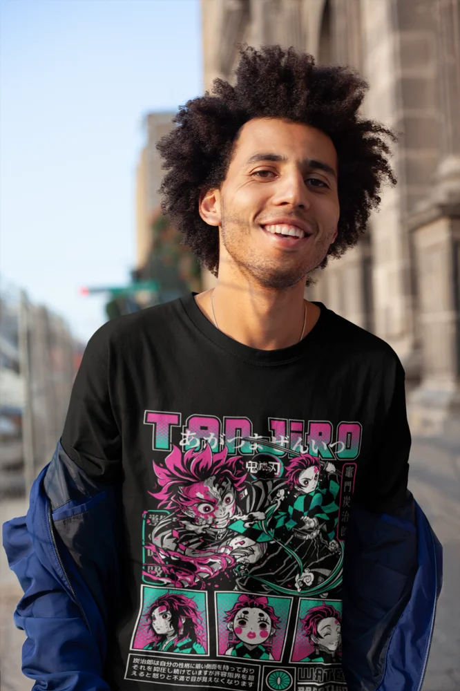 Immerse yourself in this striking Tanjiro Tee, perfect for anime fans. Looking for more Demon Slayer merch? Explore our full collection of anime merch now!