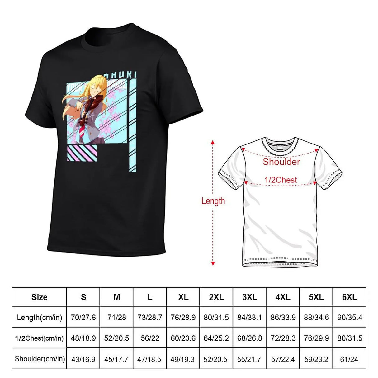 This stunning tee features the talented violinist Kaori, capturing the spirit of the beloved anime. If you are looking for more Your Lie in April Man Merch, We have it all! | Check out all our Anime Merch now!