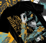 This tee showcase the intense and enigmatic Bruno Bucciarati in a captivating design. If you are looking for more Jojo's Bizarre Adventure Merch, We have it all! | Check out all our Anime Merch now!