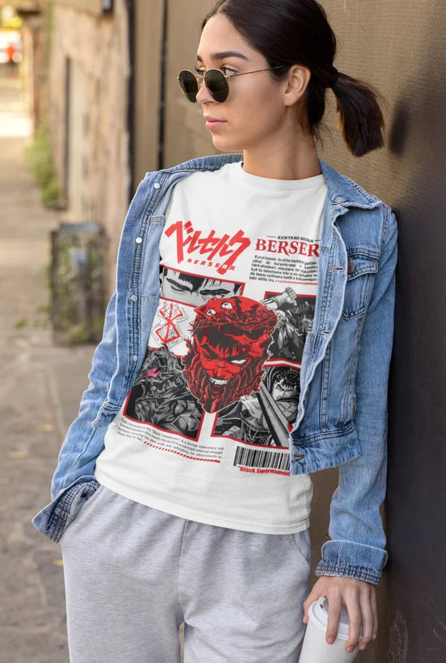 Immerse yourself in this Guts tee, perfect for anime fans. Looking for more Berserk merch? Explore our full collection of anime merch now!