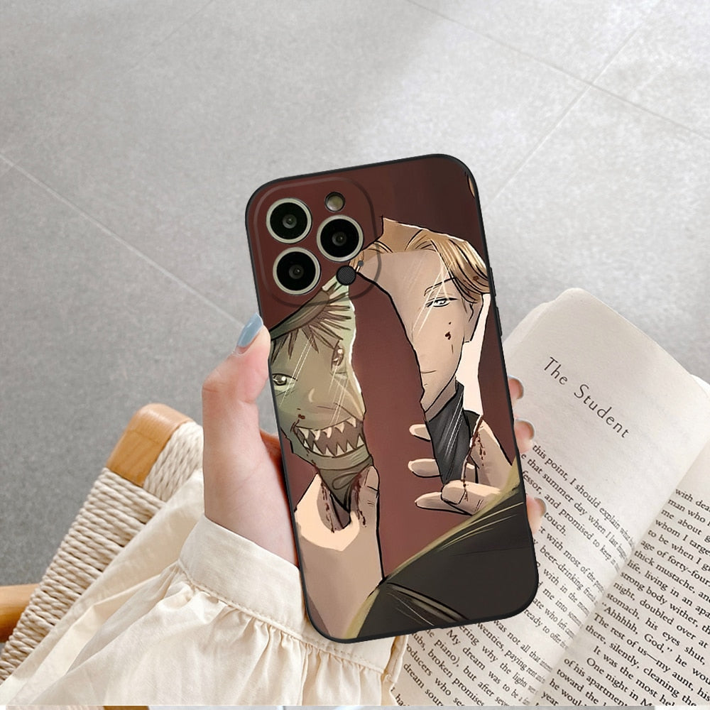 For iPhone 11 Pro Monster Manga Phone Case For IPhone 14 13 12 11 XS X 8 7 6 Plus Mini Pro Max SE 2022 Soft Black Phone Cover, everythinganimee