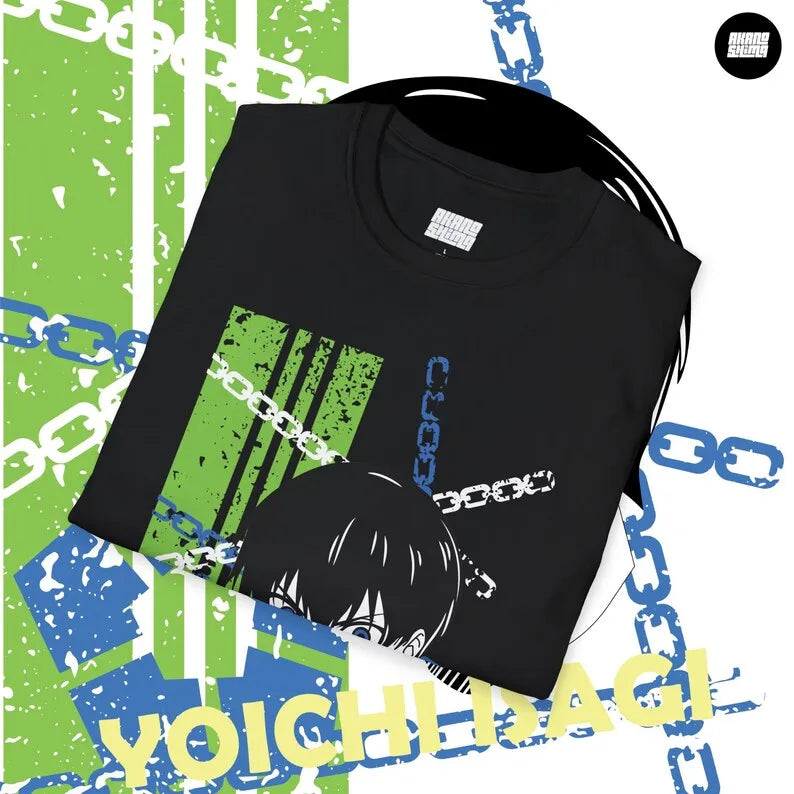 Immerse yourself in this striking Yoichi Isagi Tee, perfect for anime fans Looking for more Blue Lock merch? Explore our full collection of anime merch now!