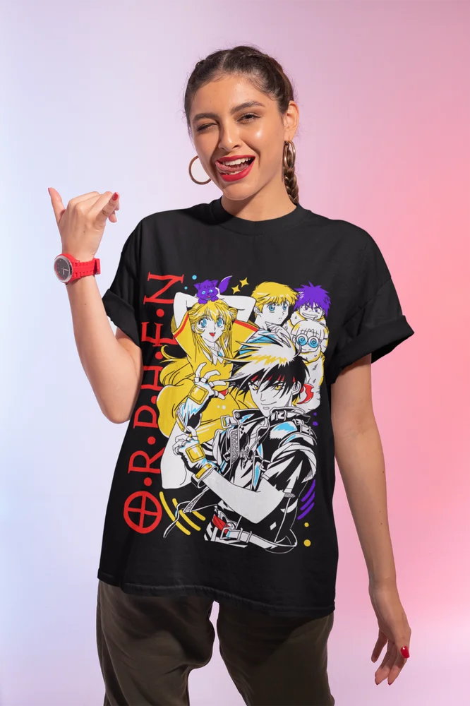 This tee features a dynamic print of characters from Sorcerous Stabber Orphen. If you are looking for more Sorcerous Stabber Orphen Merch, We have it all! | Check out all our Anime Merch now!