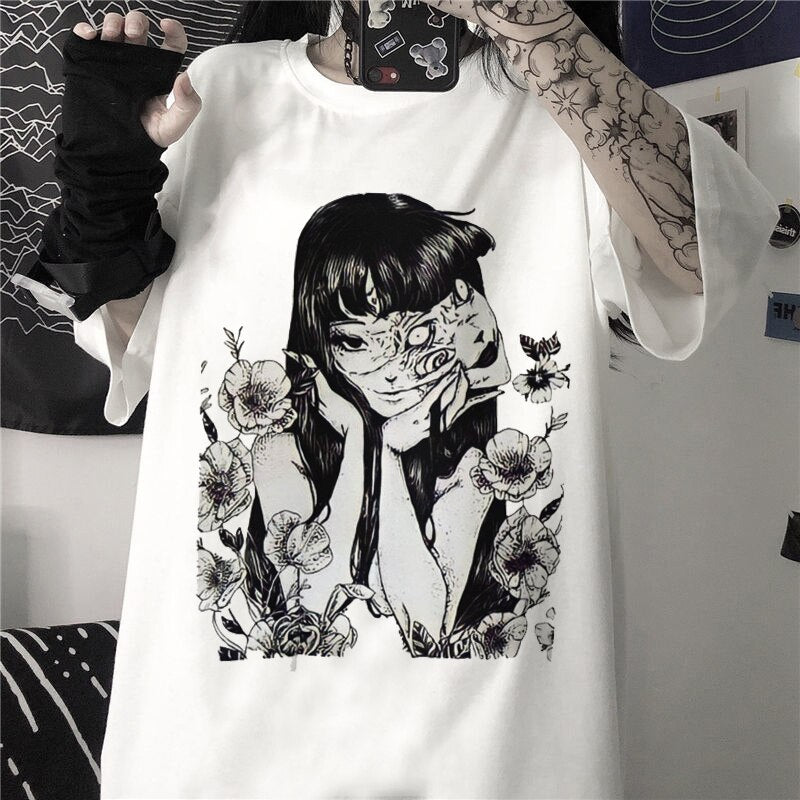 Upgrade your wardrobe with our Gothic Glance Harajuku Anime Tee | If you are looking for more Goth Anime Merch, We have it all! | Check out all our Anime Merch now!