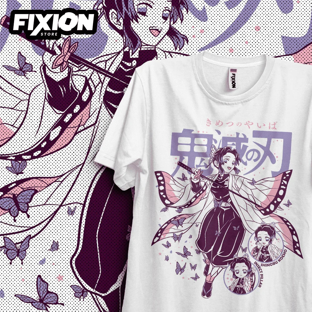 Here at Everythinganimee we have the best anime shirts in the world.
Embrace the elegance of Shinobu Kocho from "Kimetsu no Yaiba" with this stunning tee. Showcasing her graceful presence and iconic butterfly-themed haori, this shirt is perfect for fans of the compassionate yet fierce Demon Slayer.