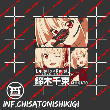 This tee features the adorable character Chisato Nishikigi from Lycoris Recoil, perfect for fans. If you are looking for more Lycoris Recoil Merch, We have it all! | Check out all our Anime Merch now!