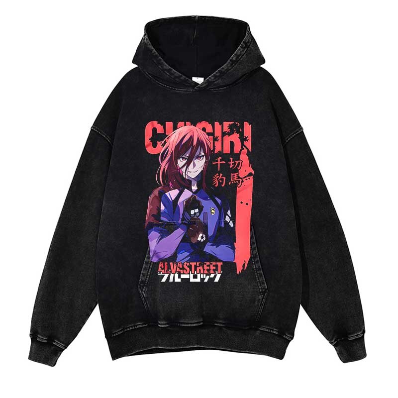 Bluelock Washed Black Streetwear Cotton Vintage Hoodie