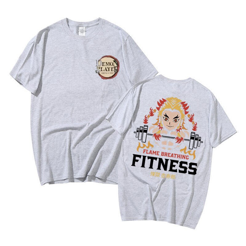 Demon Slayer Rengoku Flame Breathing Fitness T-Shirt