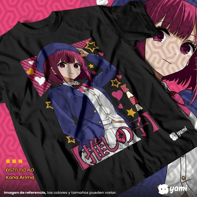 Here at Everythinganimee we have the best anime shirts in the world.
Show your support for the talented Kana Arima from Oshi No Ko with this stylish and vibrant tee. Featuring Kana in her iconic outfit, this shirt captures her charm and determination.