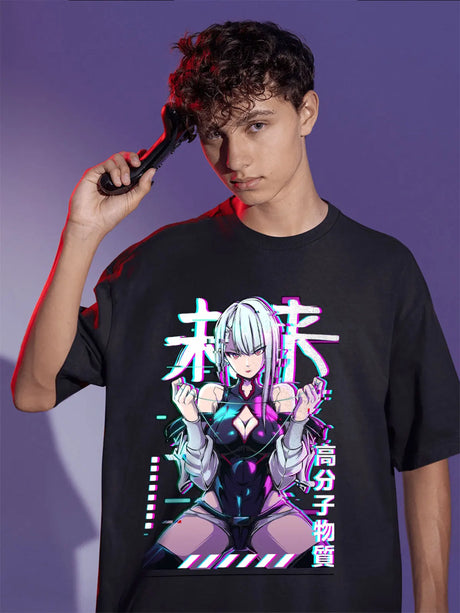 Immerse yourself in this Lucy tee, perfect for anime fans. Looking for more Cyber Edgerunners merch? Explore our full collection of anime merch now!