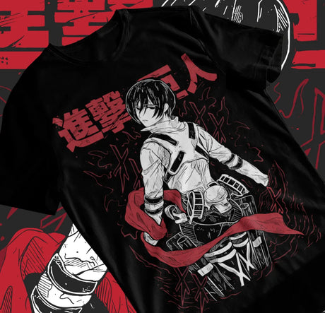 Here at Everythinganimee we have the best anime shirts in the world. 
Embrace the strength of humanity's strongest soldier with the Levi Ackerman Titan Slayer Tee, inspired by Attack on Titan. 