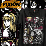 Here at Everythinganimee we have the best anime shirts in the world.
Step into the world of Shingeki no Kyojin with the Titan Chronicles Tee, featuring a detailed panel-style design that captures the emotional and action-packed moments of the series.