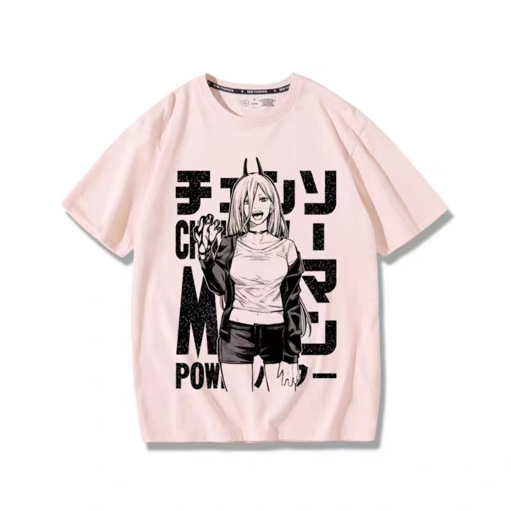 Power Chainsaw Man Manga Graphic Oversized Cotton Tee