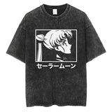 Men Hip Hop Streetwear Black T-Shirt Japanese Anime Sailor Moon Vintage T Shirt Summer Harajuku Cotton Tshirt Short Sleeve Tops, everythinganimee