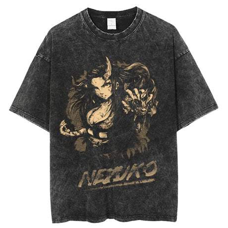 Anime Kimetsu no Yaiba Demon Slayer Washed Tshirts Men Women Inosuke Manga Print Tops Tees for Summer Gothic HarajukuStreetwear Everythinganimee, anime merch, anime gear, anime, anime stuff, buy anime, Manga Otaku Cosplay Japan Animation Shonen Shoujo Seinen Shojo Mecha Fandom Subtitle Dubbed Fanart MyAnimeList MangaStream Studio Ghibli