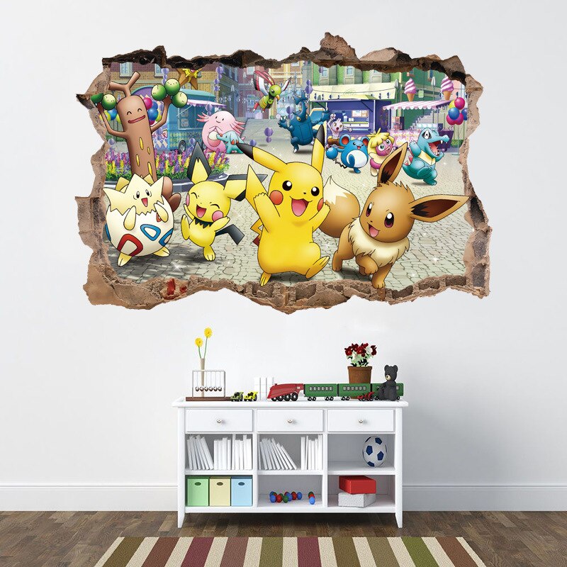 Pokemon Broken Wall Style Wall Stickers