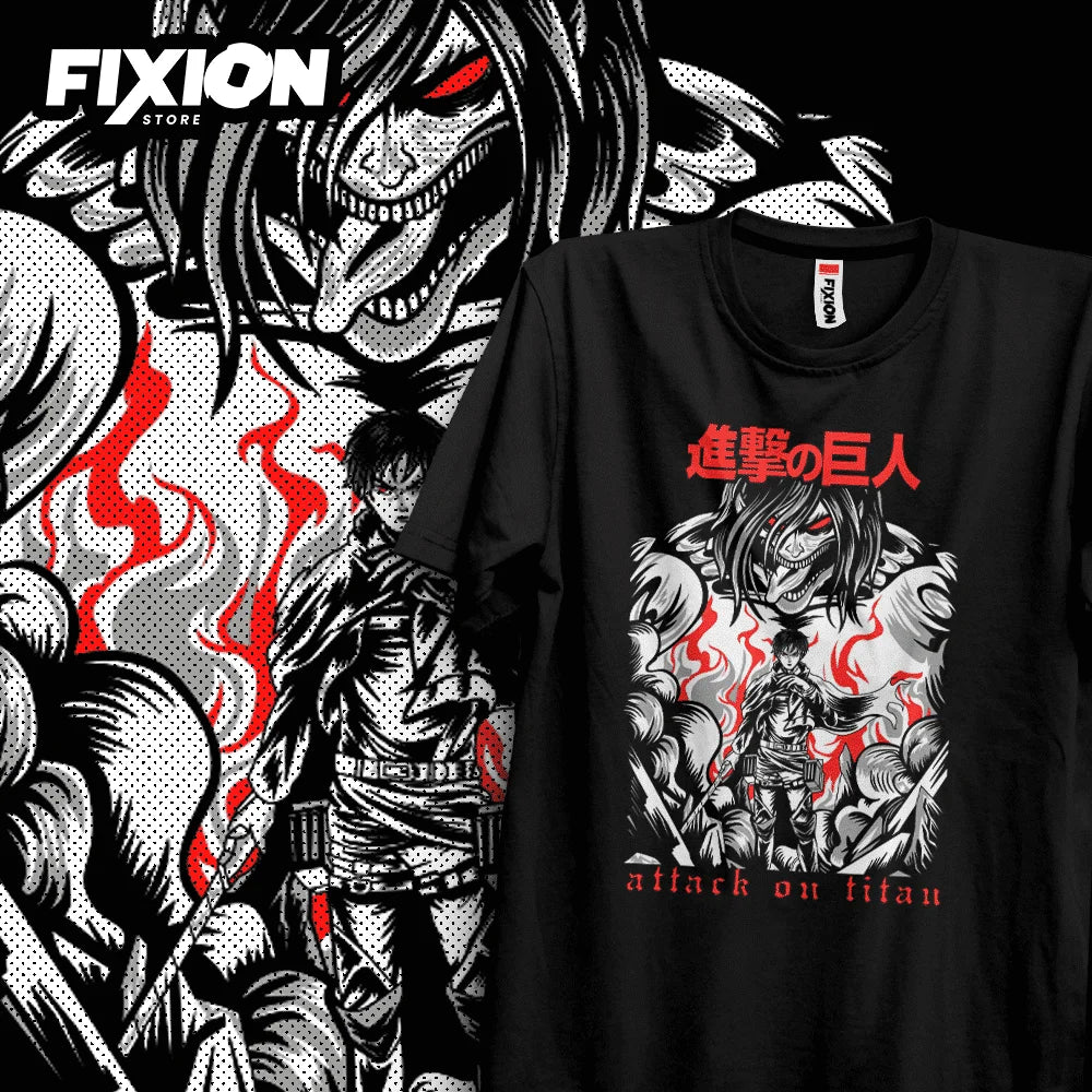 Here at Everythinganimee we have the best anime shirts in the world.
Unleash the power of Shingeki no Kyojin with the Attack Titan Fury Tee, featuring the intense imagery of a colossal titan and a determined hero in action.