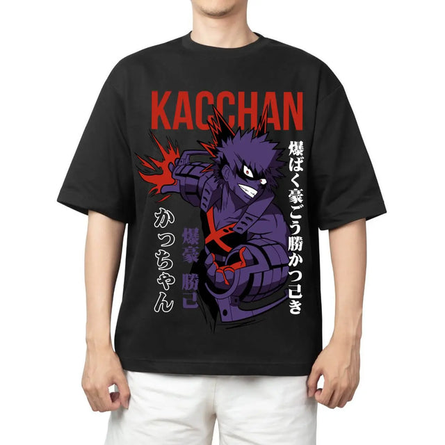 Here at Everythinganimee we have the best anime shirts in the world.
Unleash your inner hero with this bold Kacchan Hero Tee, featuring the explosive and powerful Kacchan from Hero Academy.