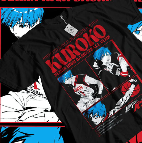 Here at Everythinganimee we have the best anime shirts in the world. 
Show off your love for Kuroko no Basket with this dynamic tee featuring the enigmatic Kuroko Tetsuya, the phantom sixth player of Seirin High.