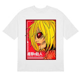 Here at Everythinganimee we have the best anime shirts in the world.
Unleash the power of the Colossal Titan with this bold and fiery design from Attack on Titan. Featuring intense reds and yellows that capture the energy of the battle, this tee is a must-have for any AoT fan who loves striking visuals.