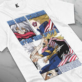 Here at Everythinganimee we have the best anime shirts in the world.
Embrace the intense showdown of Star and Stripe with this epic tee. Showcasing the fearless hero against a formidable opponent, this shirt captures a dynamic and thrilling scene from the My Hero Academia universe. 