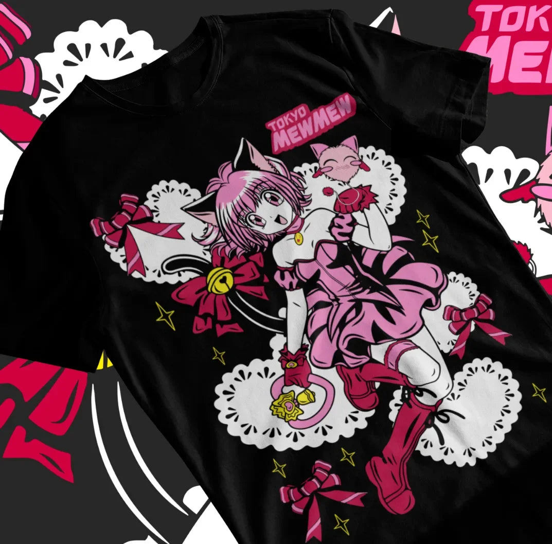 Here at Everythinganimee we have only the best anime merch! Free Global Shipping.
Step into the magical world of Tokyo Mew Mew with this adorable Ichigo Momomiya T-Shirt. 