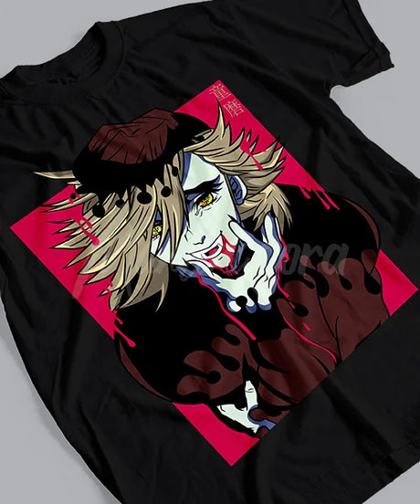 Here at Everythinganimee we have the best anime shirts in the world.
Dive into the dark and eerie world of Demon Slayer with this Enmu-inspired tee! Featuring the hauntingly captivating design of Enmu, one of the Twelve Kizuki, this shirt captures his eerie charm and powerful presence.